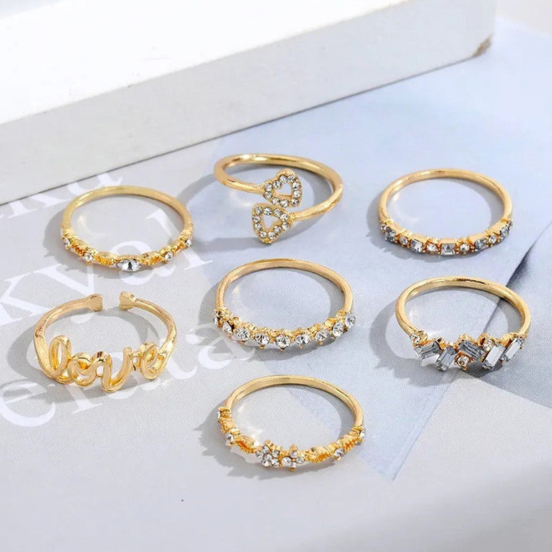 Gold Plated Stackable Rings (Pack of 7)