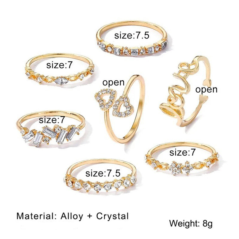 Gold Plated Stackable Rings Pack of 7 For Women