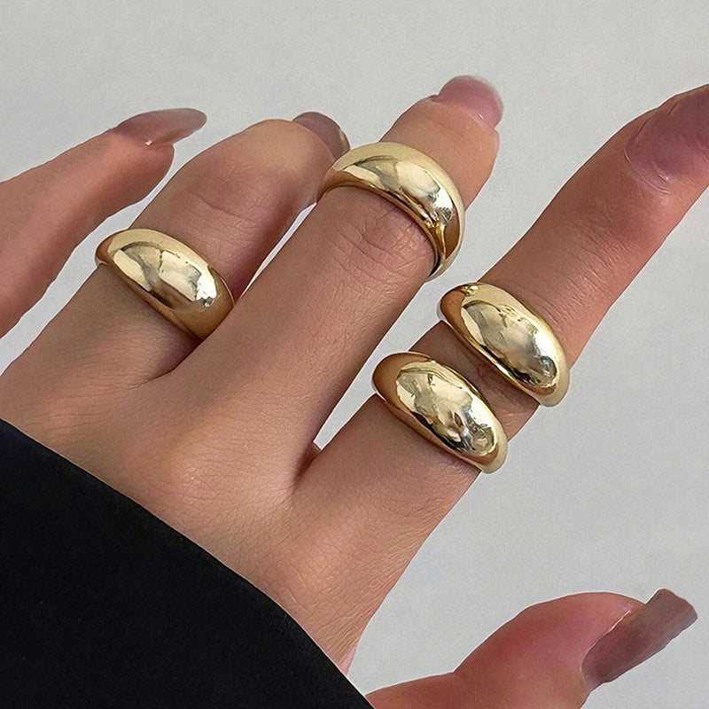 Trending Gold Plated Set of 4 Stackable Finger Rings