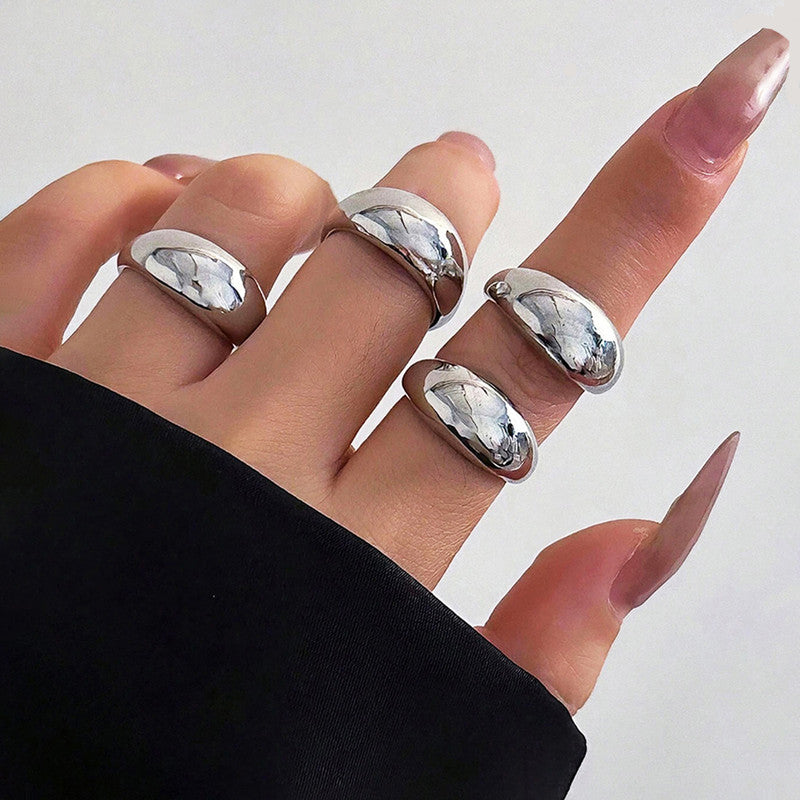 Trending Silver Plated Set of 4 Stackable Finger Rings