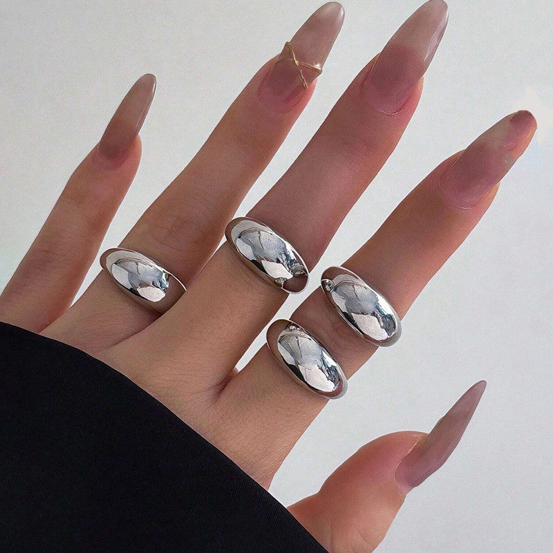 Trending Silver Plated Set of 4 Stackable Finger Rings