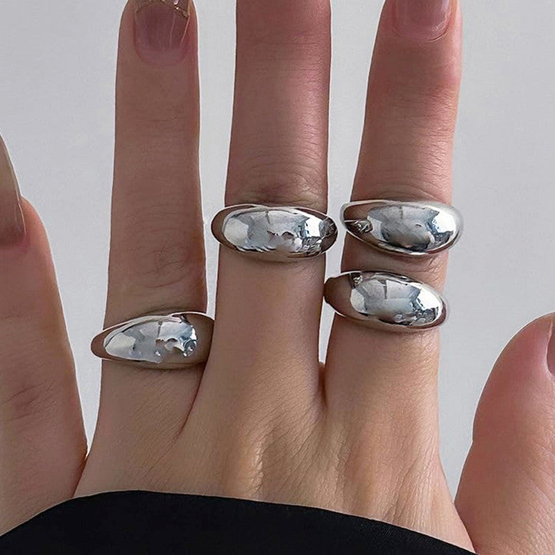 Trending Silver Plated Set of 4 Stackable Finger Rings