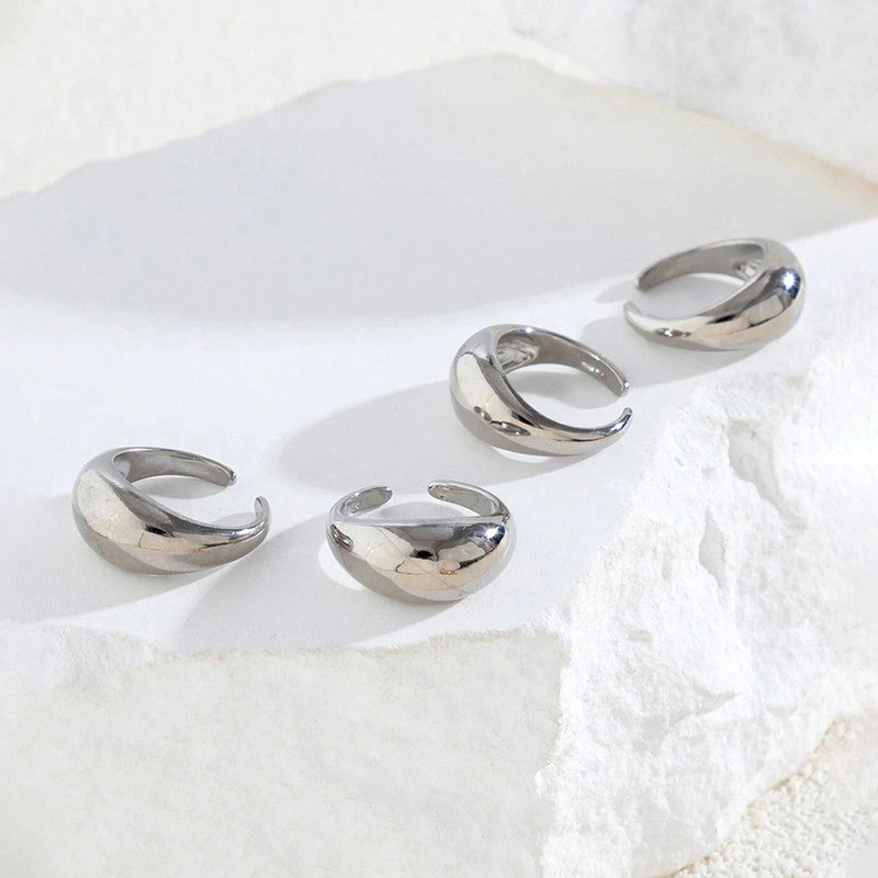 Trending Silver Plated Set of 4 Stackable Finger Rings