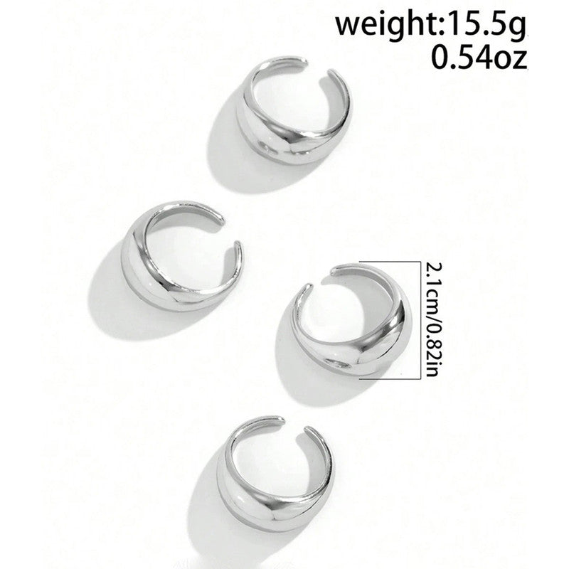 Trending Silver Plated Set of 4 Stackable Finger Rings