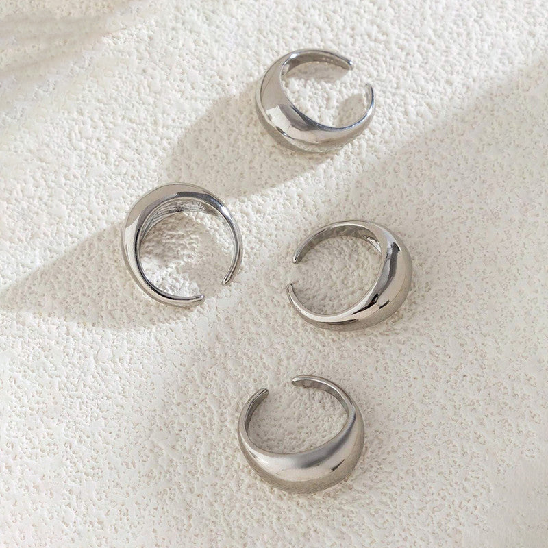 Trending Silver Plated Set of 4 Stackable Finger Rings