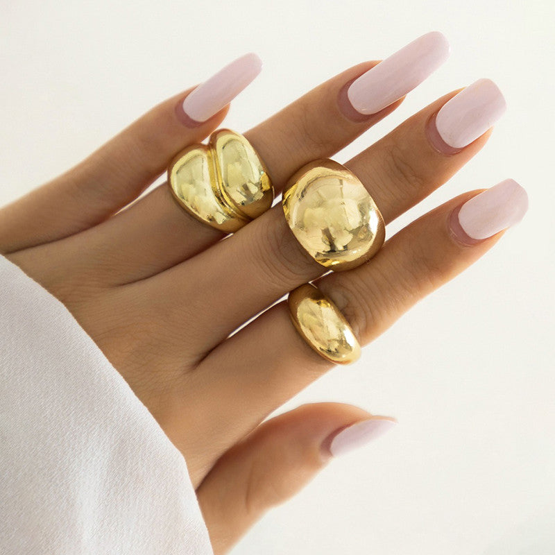 Trending Gold Plated Set of 3 Stackable Finger Rings