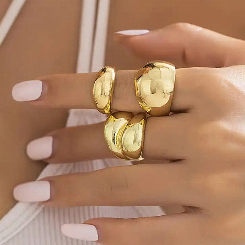 Trending Gold Plated Set of 3 Stackable Finger Rings