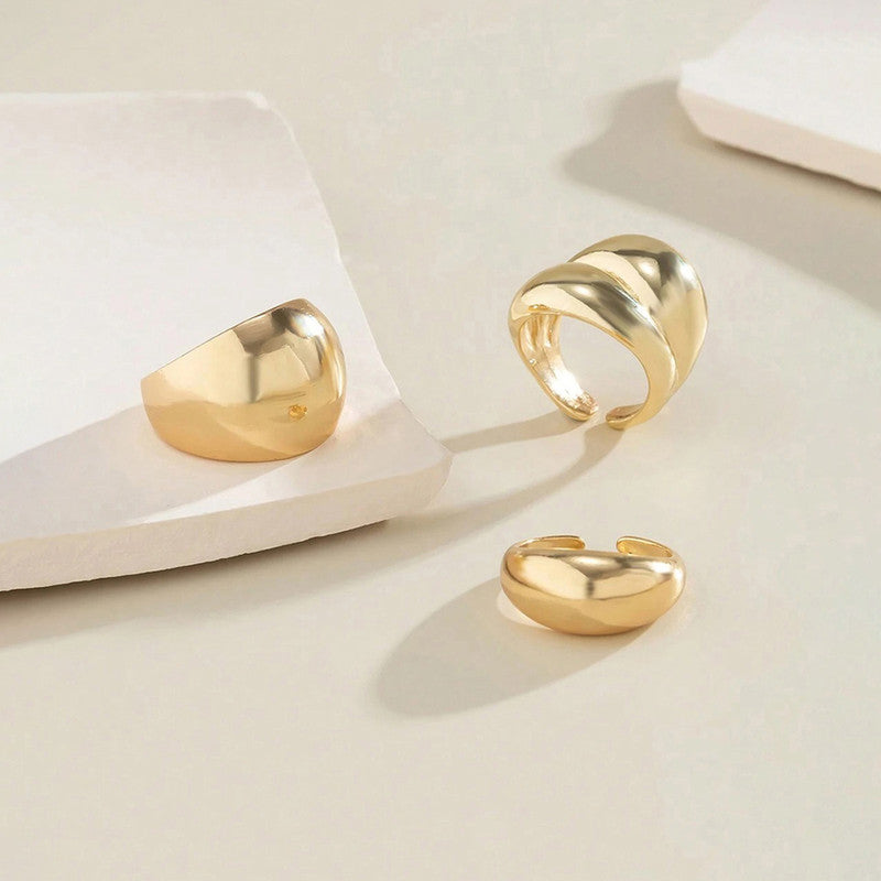 Trending Gold Plated Set of 3 Stackable Finger Rings