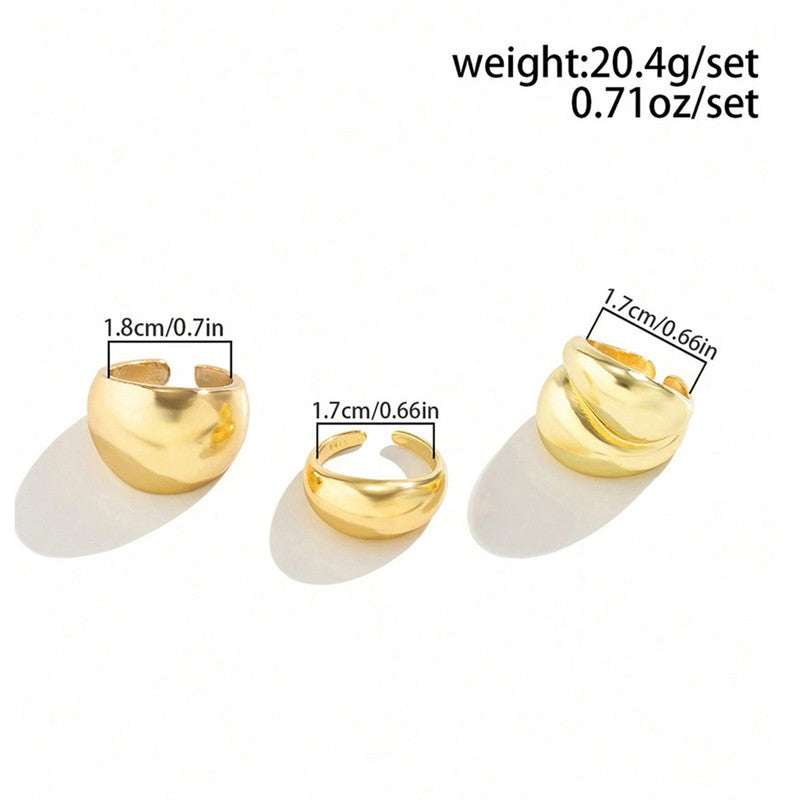 Trending Gold Plated Set of 3 Stackable Finger Rings