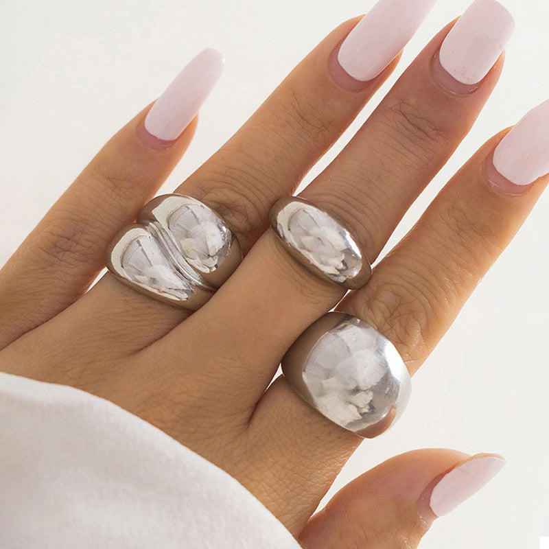 Trending Silver Plated Set of 3 Stackable Finger Rings