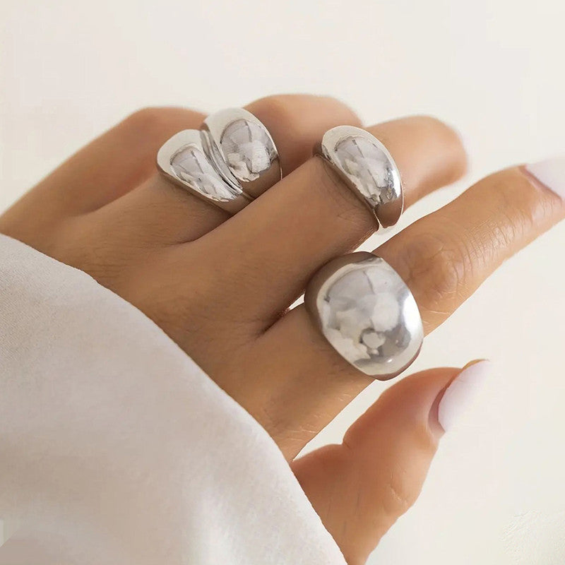 Trending Silver Plated Set of 3 Stackable Finger Rings