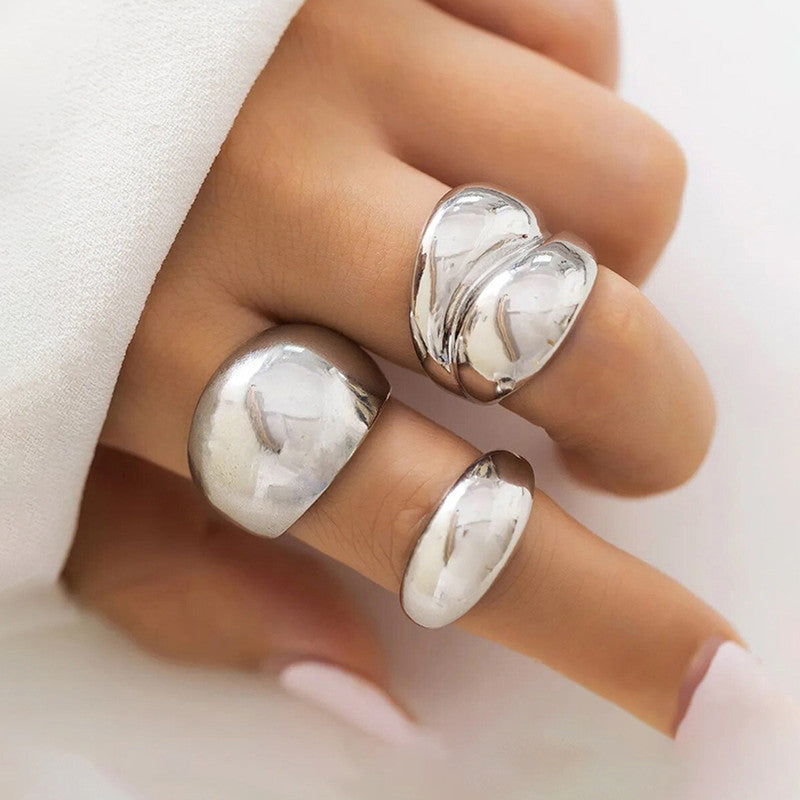 Trending Silver Plated Set of 3 Stackable Finger Rings