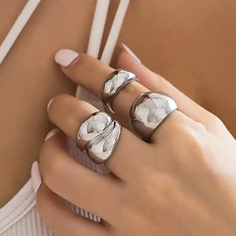 Trending Silver Plated Set of 3 Stackable Finger Rings