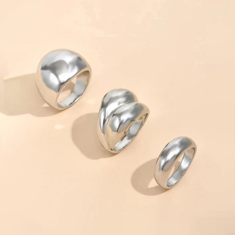 Trending Silver Plated Set of 3 Stackable Finger Rings