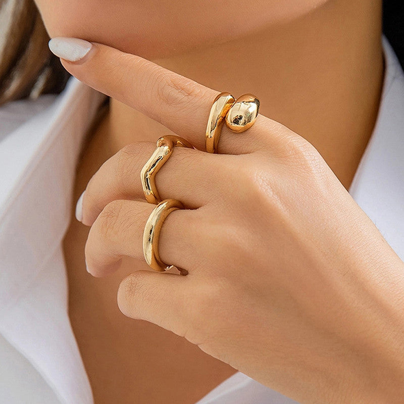 Trending Gold Plated Set of 3 Stackable Finger Rings