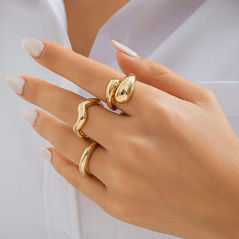 Trending Gold Plated Set of 3 Stackable Finger Rings