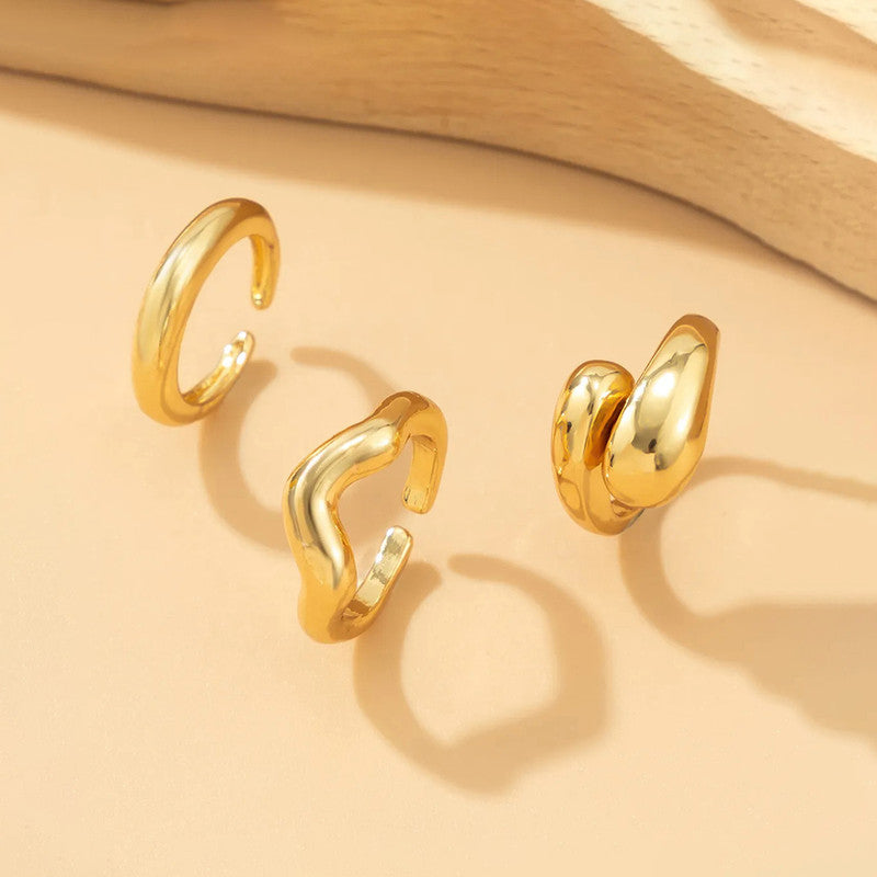 Trending Gold Plated Set of 3 Stackable Finger Rings