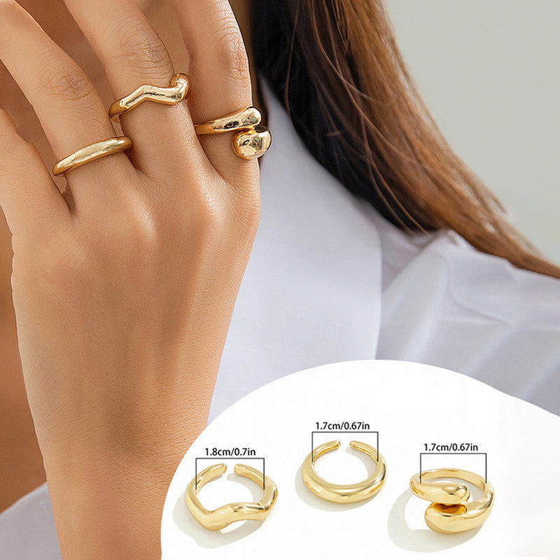 Trending Gold Plated Set of 3 Stackable Finger Rings