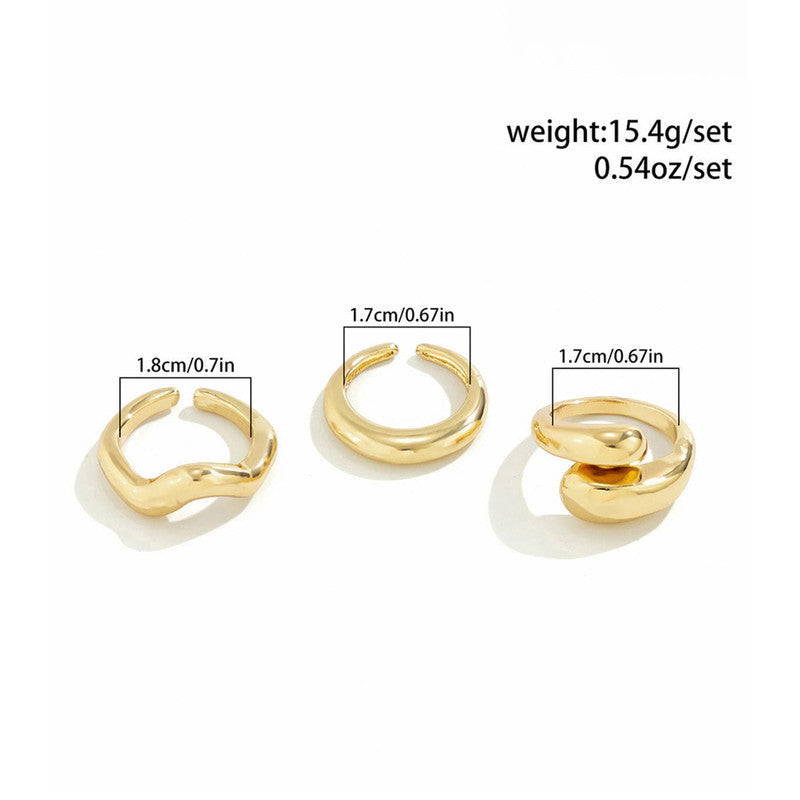 Trending Gold Plated Set of 3 Stackable Finger Rings