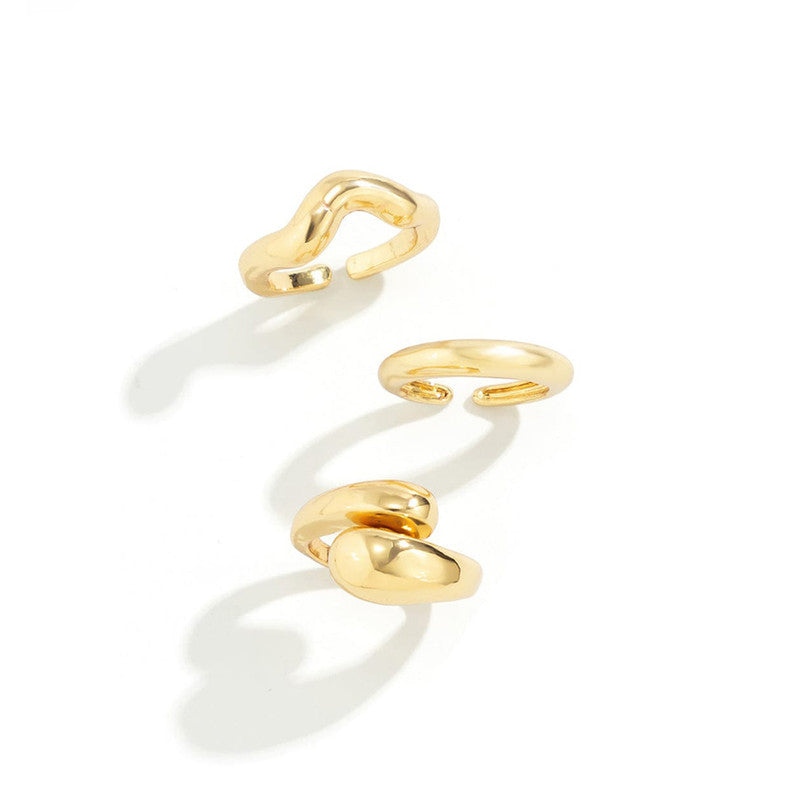 Trending Gold Plated Set of 3 Stackable Finger Rings