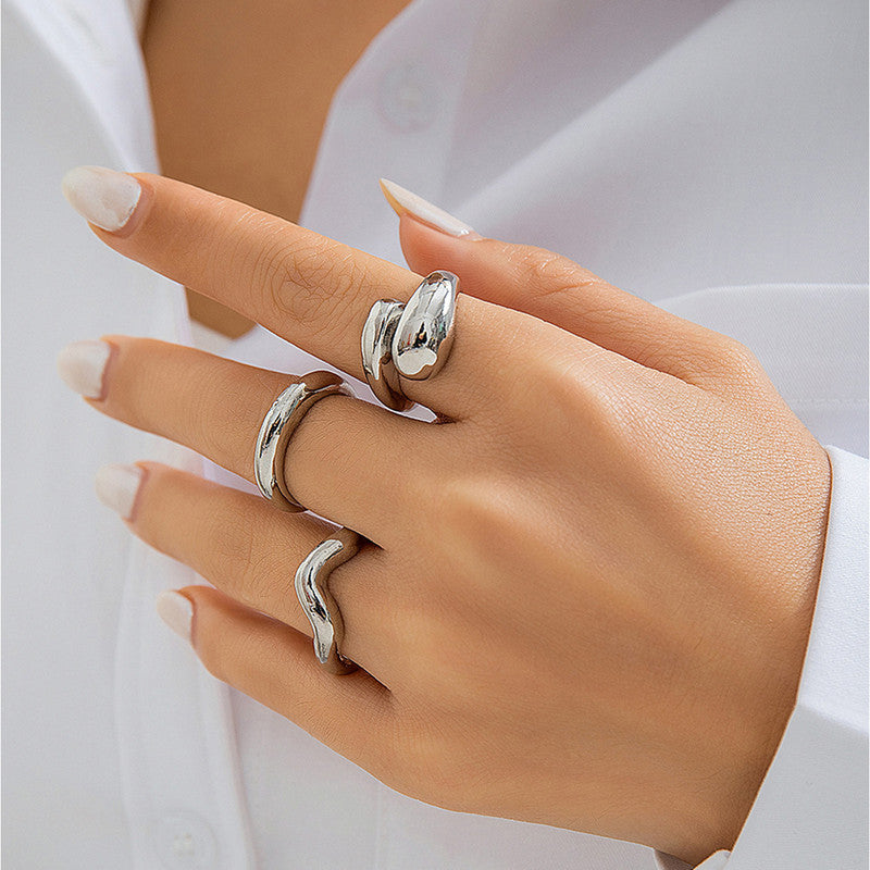 Trending Silver Plated Set of 3 Stackable Finger Rings