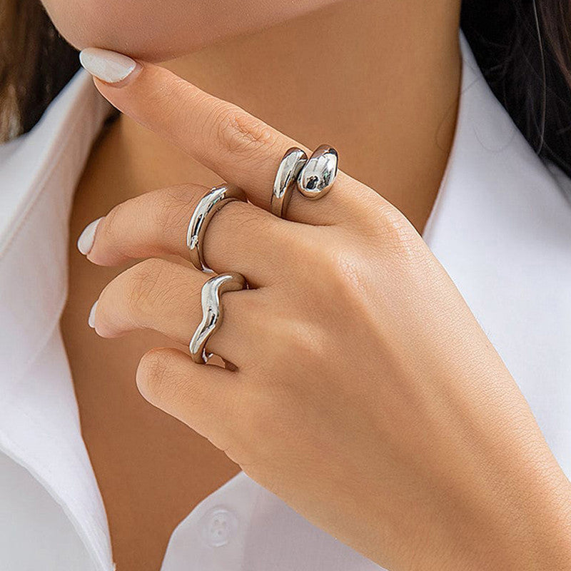 Trending Silver Plated Set of 3 Stackable Finger Rings