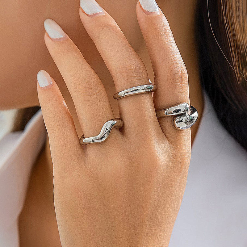 Trending Silver Plated Set of 3 Stackable Finger Rings