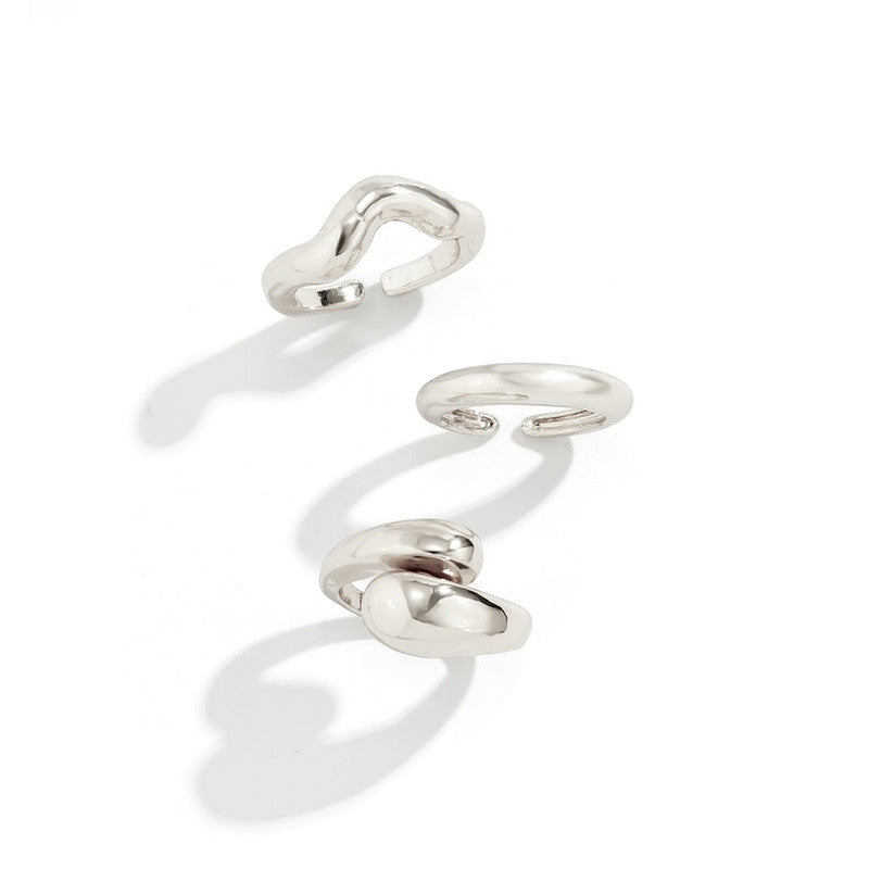 Trending Silver Plated Set of 3 Stackable Finger Rings