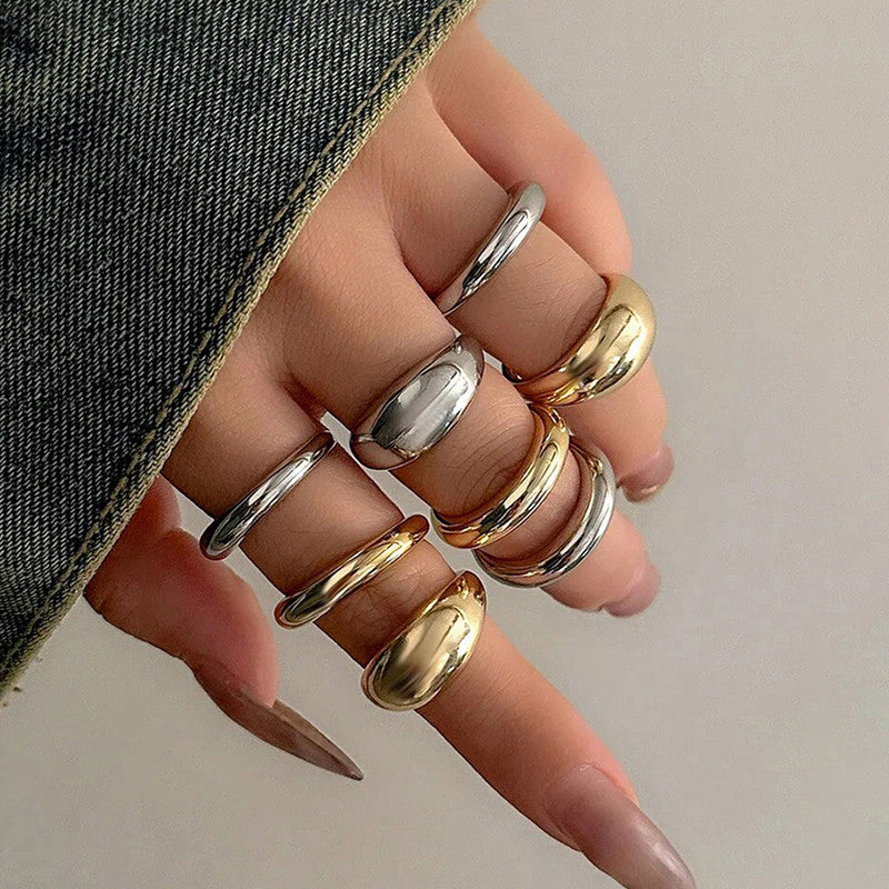 Trending Gold And Silver Plated Set of 8 Stackable Finger Rings