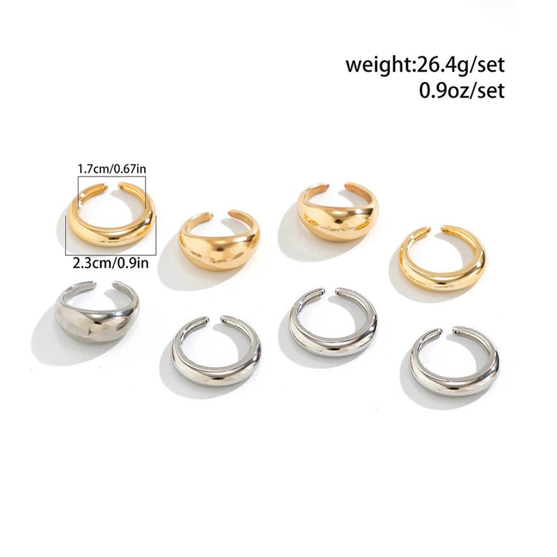 Trending Gold And Silver Plated Set of 8 Stackable Finger Rings