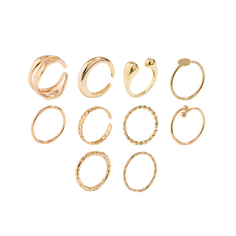 Trending Gold Plated Set of 10 Stackable Finger Rings