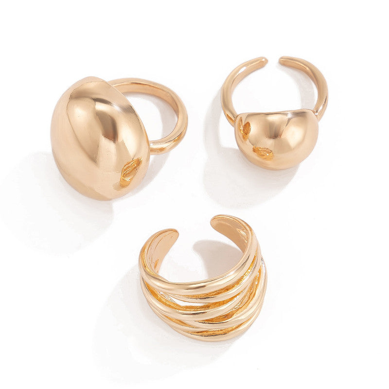 Trending Gold Plated Set of 3 Stackable Finger Rings