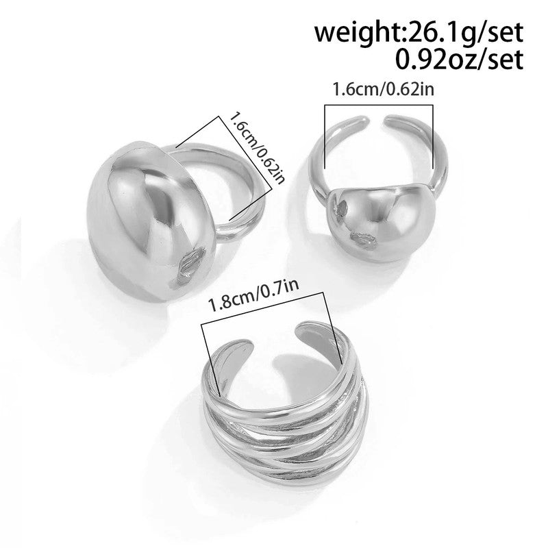 Trending Silver Plated Set of 3 Stackable Finger Rings - MySmartBazaar