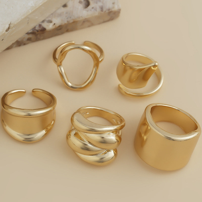 Trending Gold Plated Set of 5 Stackable Finger Rings