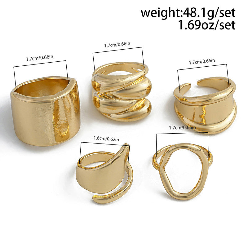 Trending Gold Plated Set of 5 Stackable Finger Rings