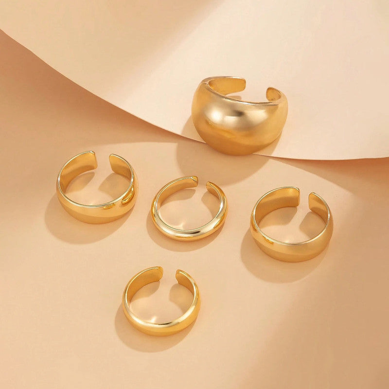 Trending Gold Plated Set of 5 Stackable Finger Rings