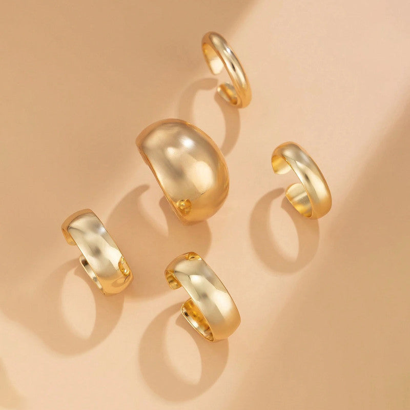 Trending Gold Plated Set of 5 Stackable Finger Rings