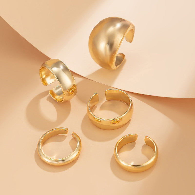 Trending Gold Plated Set of 5 Stackable Finger Rings