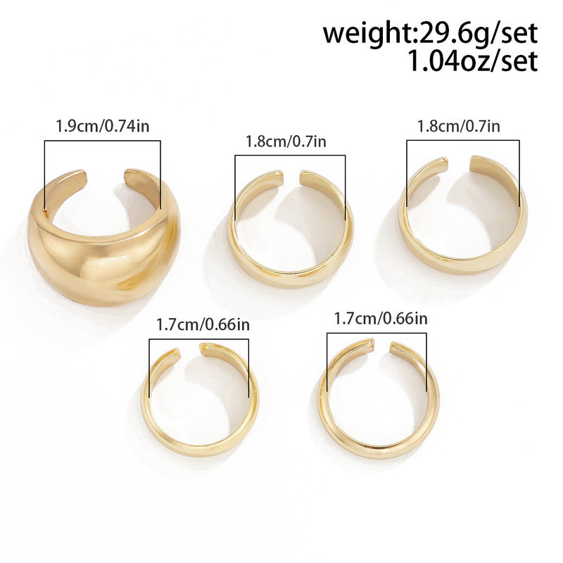 Trending Gold Plated Set of 5 Stackable Finger Rings