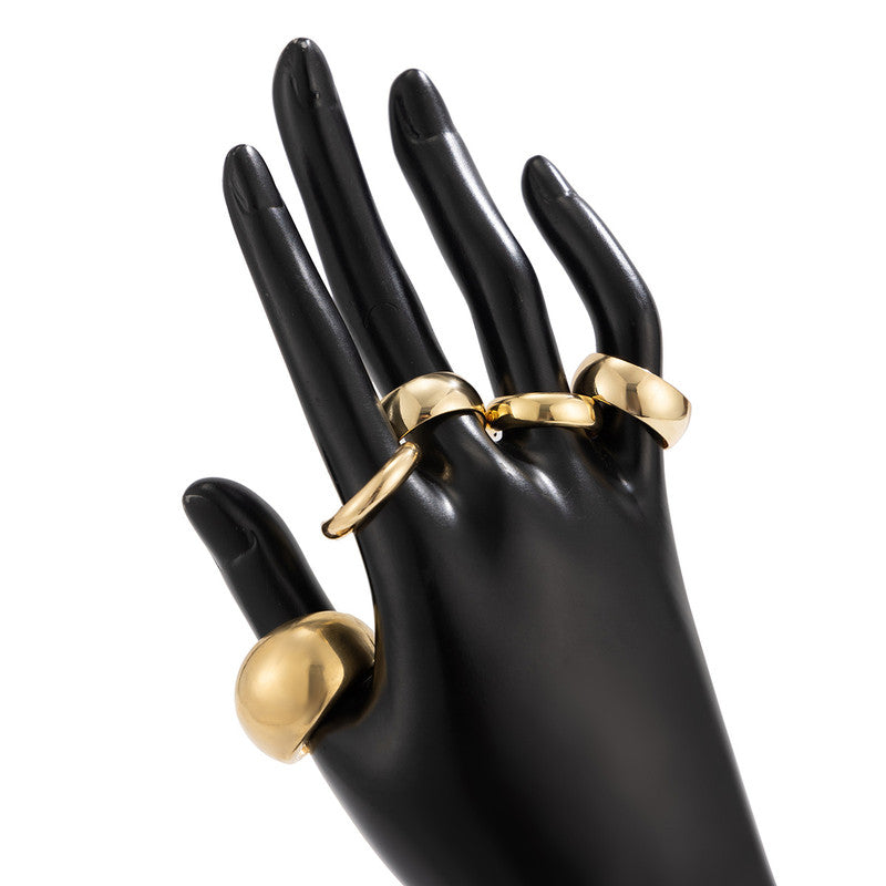 Trending Gold Plated Set of 5 Stackable Finger Rings