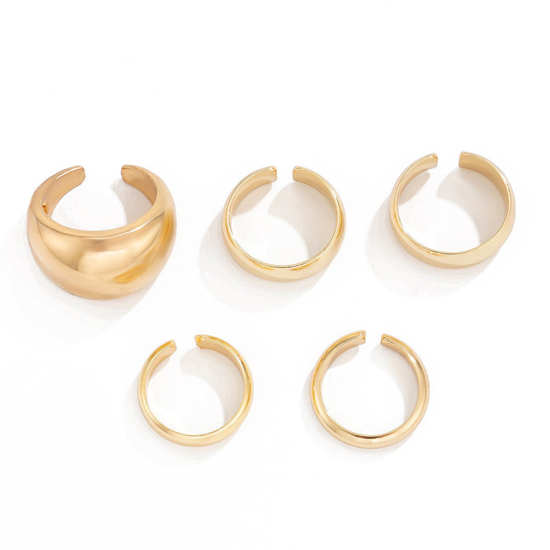 Trending Gold Plated Set of 5 Stackable Finger Rings