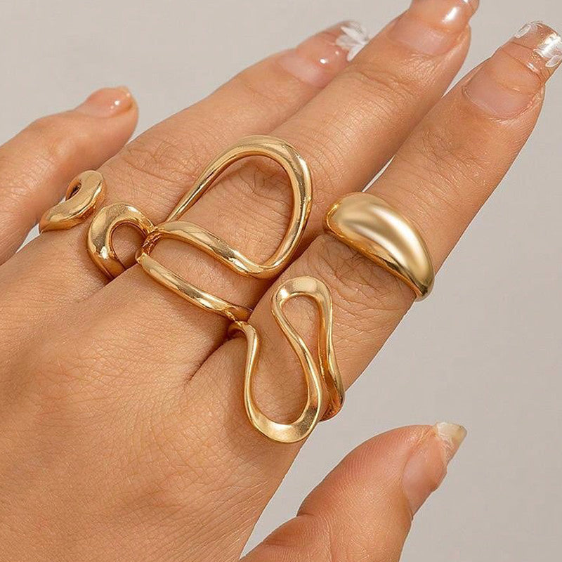 Trending Gold Plated Set of 4 Stackable Finger Rings