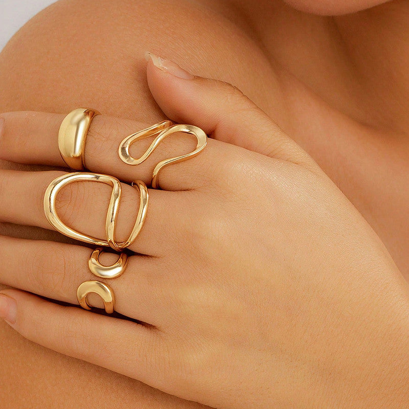 Trending Gold Plated Set of 4 Stackable Finger Rings