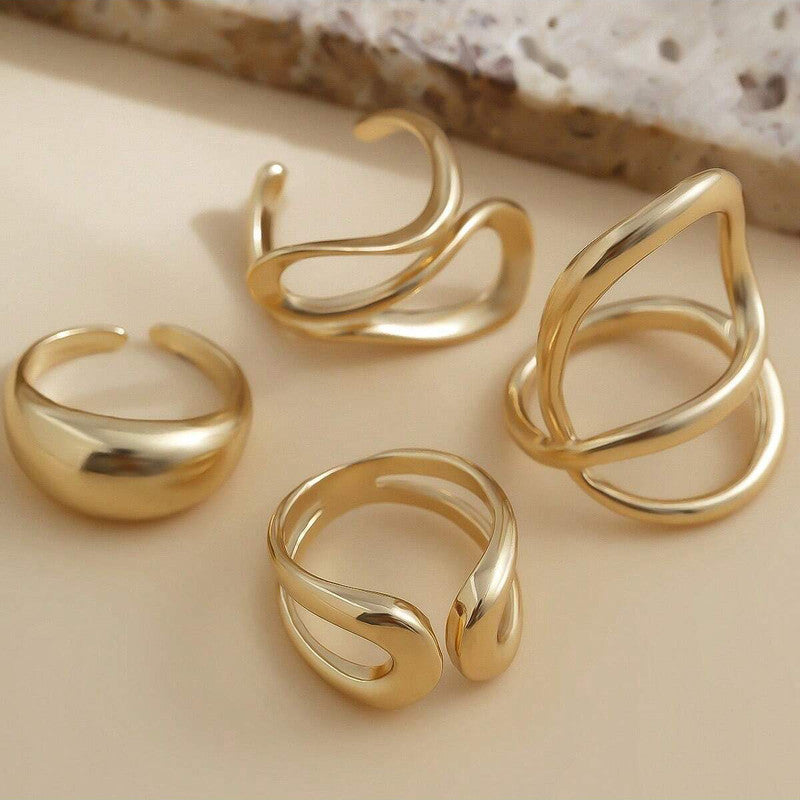 Trending Gold Plated Set of 4 Stackable Finger Rings