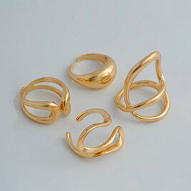 Trending Gold Plated Set of 4 Stackable Finger Rings