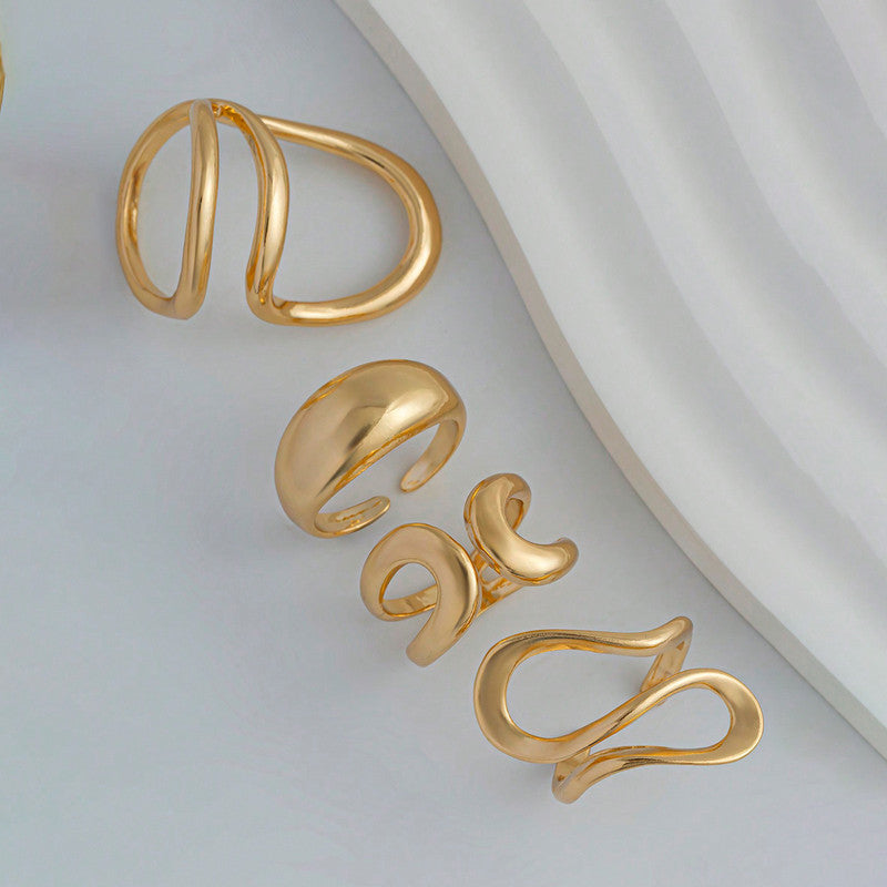 Trending Gold Plated Set of 4 Stackable Finger Rings