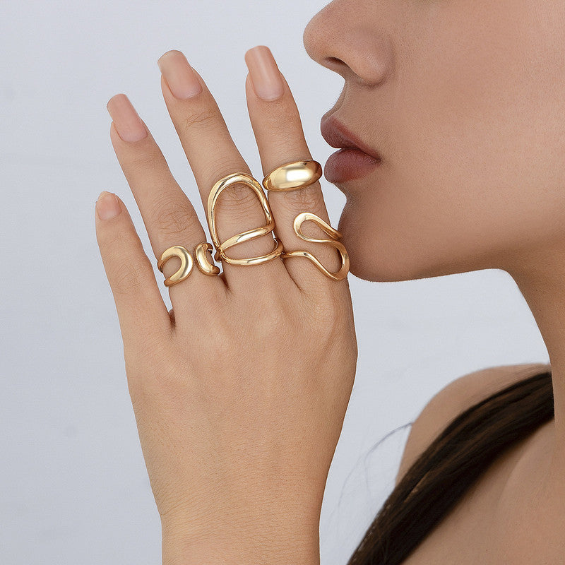 Trending Gold Plated Set of 4 Stackable Finger Rings