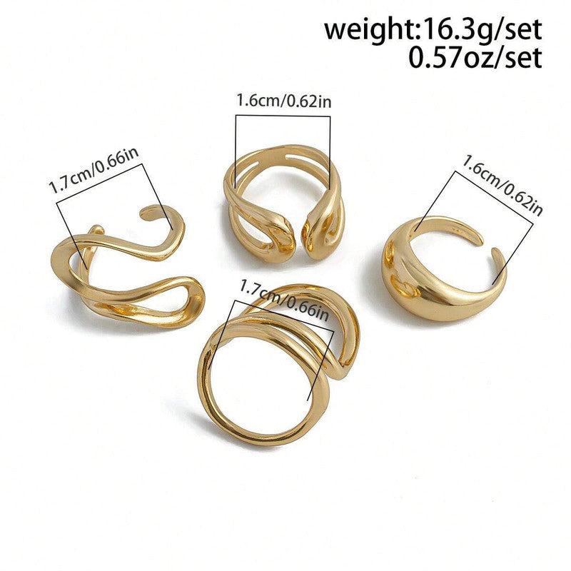 Trending Gold Plated Set of 4 Stackable Finger Rings