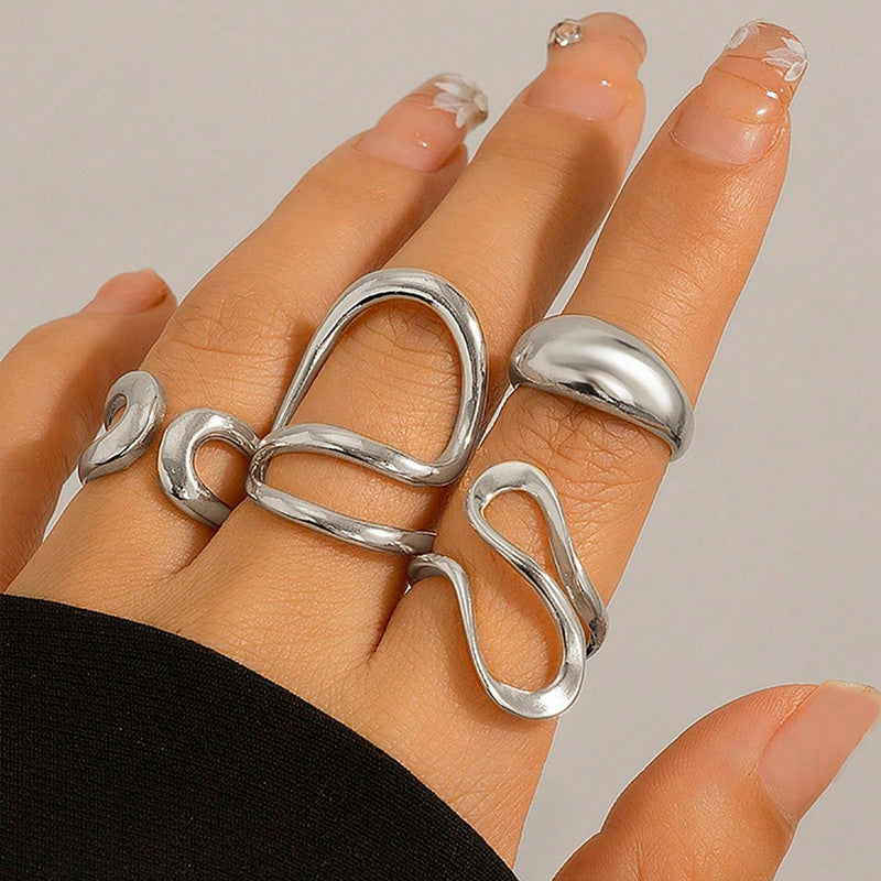 Trending Silver Plated Set of 4 Stackable Finger Rings