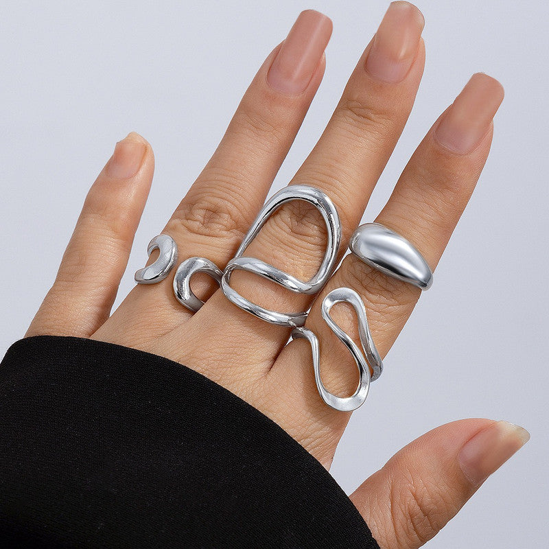 Trending Silver Plated Set of 4 Stackable Finger Rings